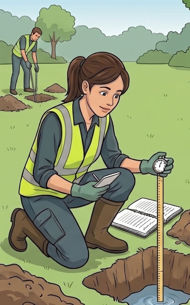 A site evaluator performing an onsite soil test